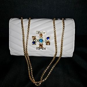 White Quilted Purse with Cross